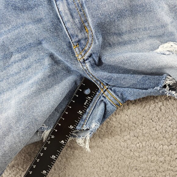 Kancan Jean Shorts Womens 24 (28x3) Blue Mid Rise Distressed Cut Offs Jorts - Picture 11 of 16